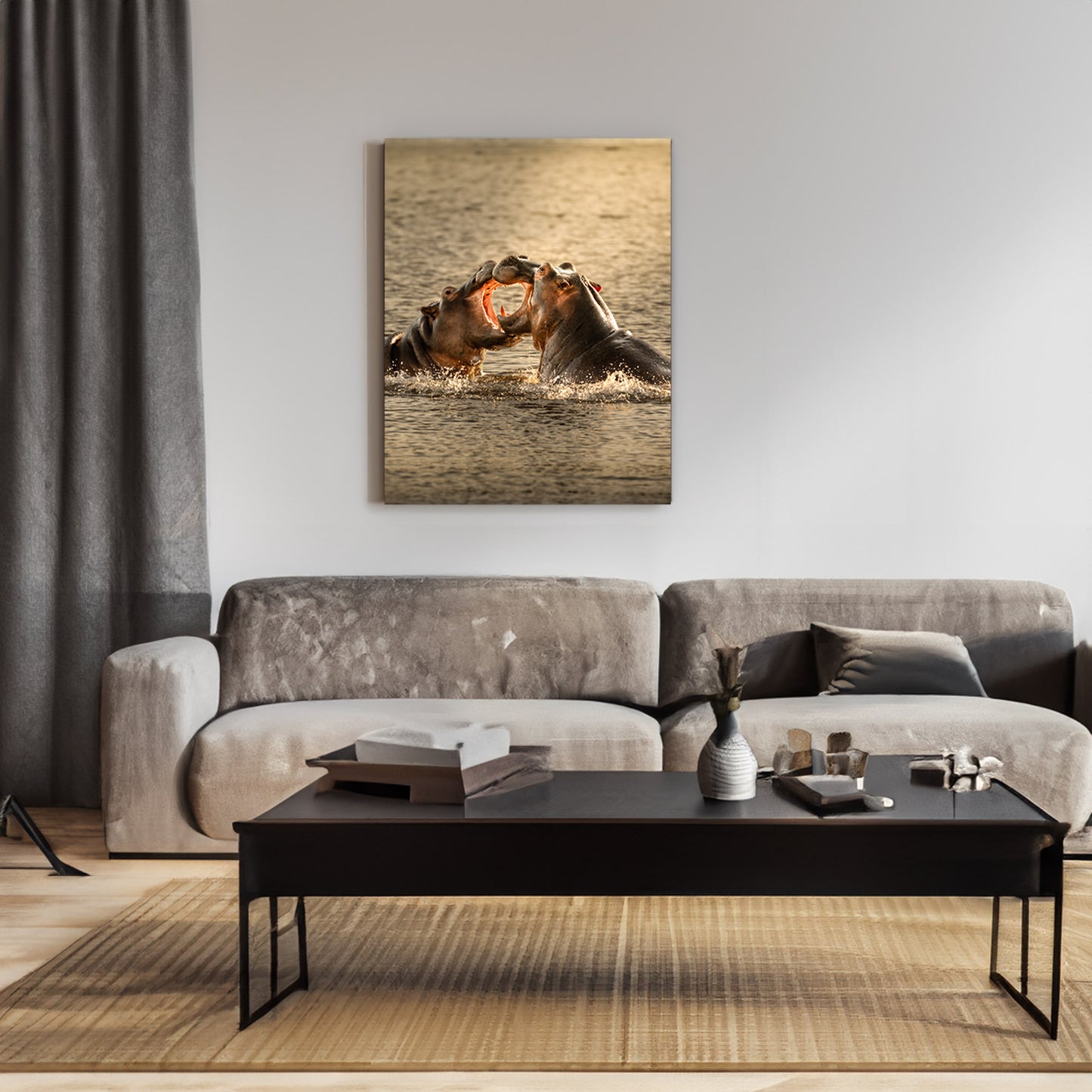 Hippos at Golden Hour - African Wildlife Photography Print