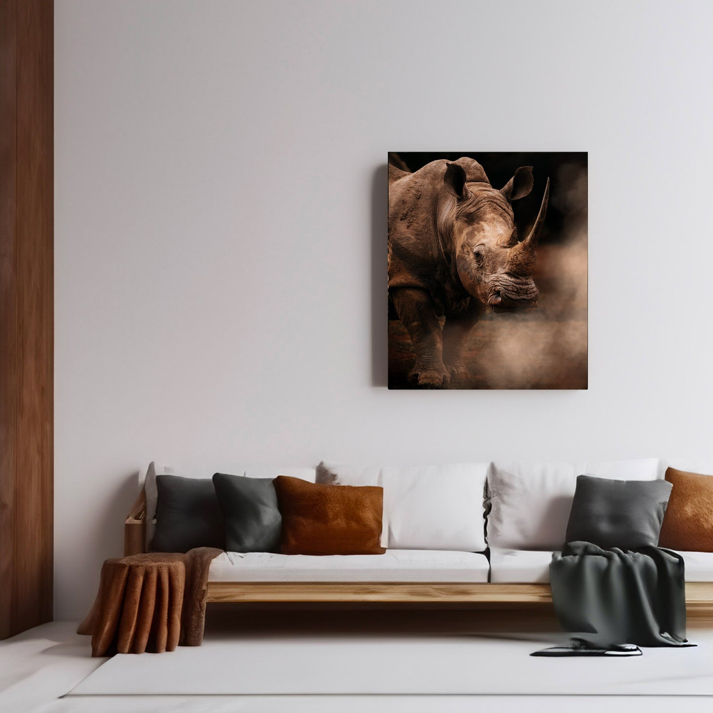 In the steps of the Rhino - African Wildlife Photography Print