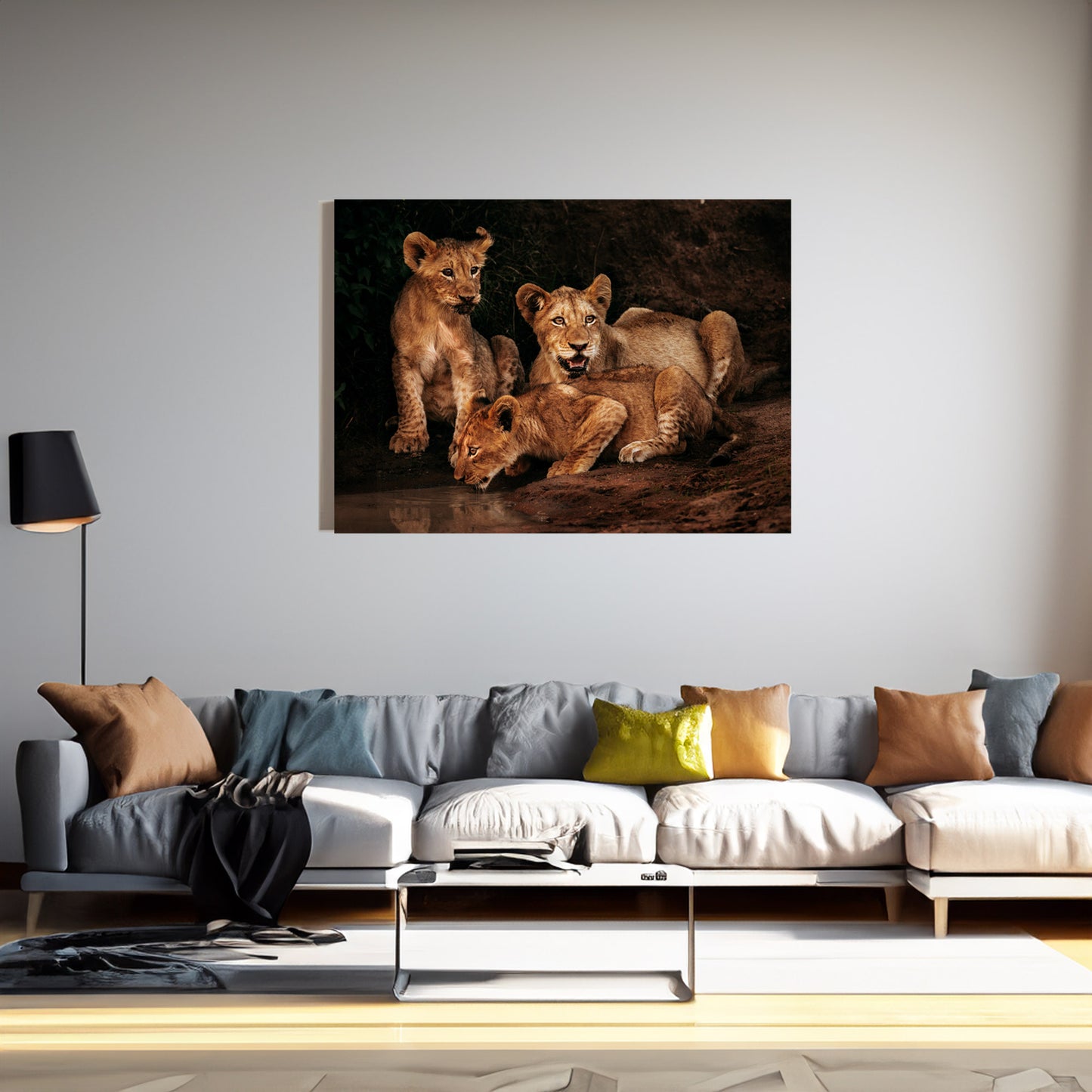 Lion Cubs at Dusk - African Wildlife Photography Print