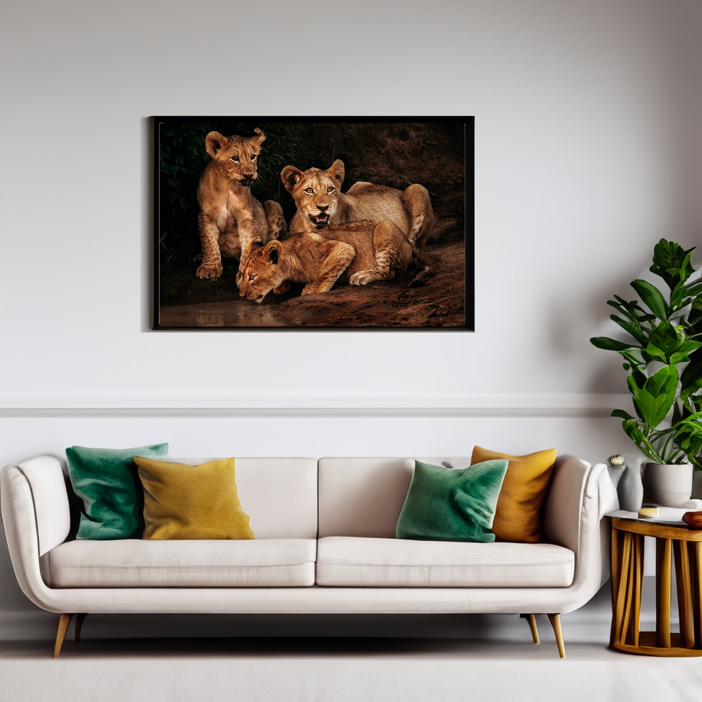 Lion Cubs at Dusk - African Wildlife Photography Print