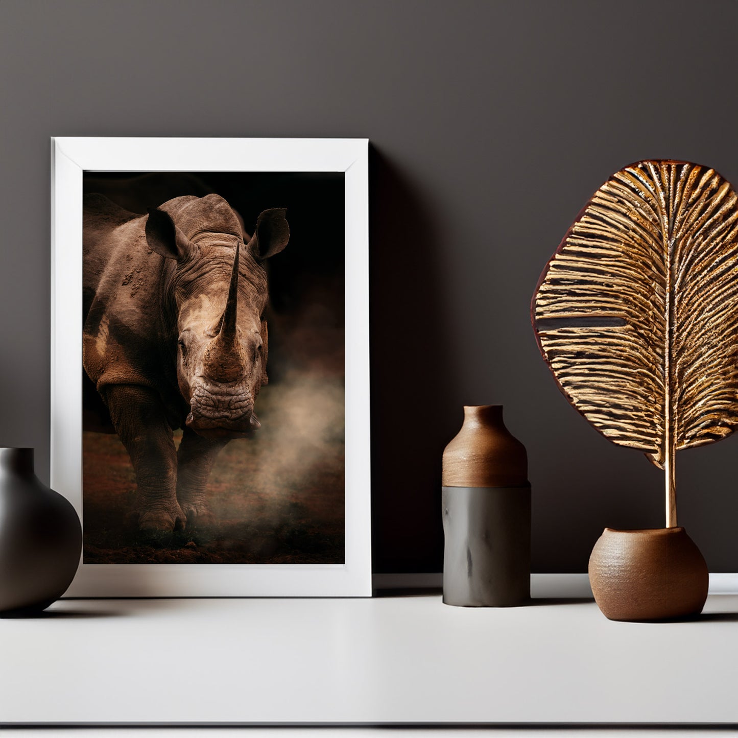 Facing the Rhino - African Wildlife Photography Print