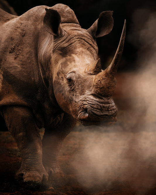 In the steps of the Rhino - African Wildlife Photography Print