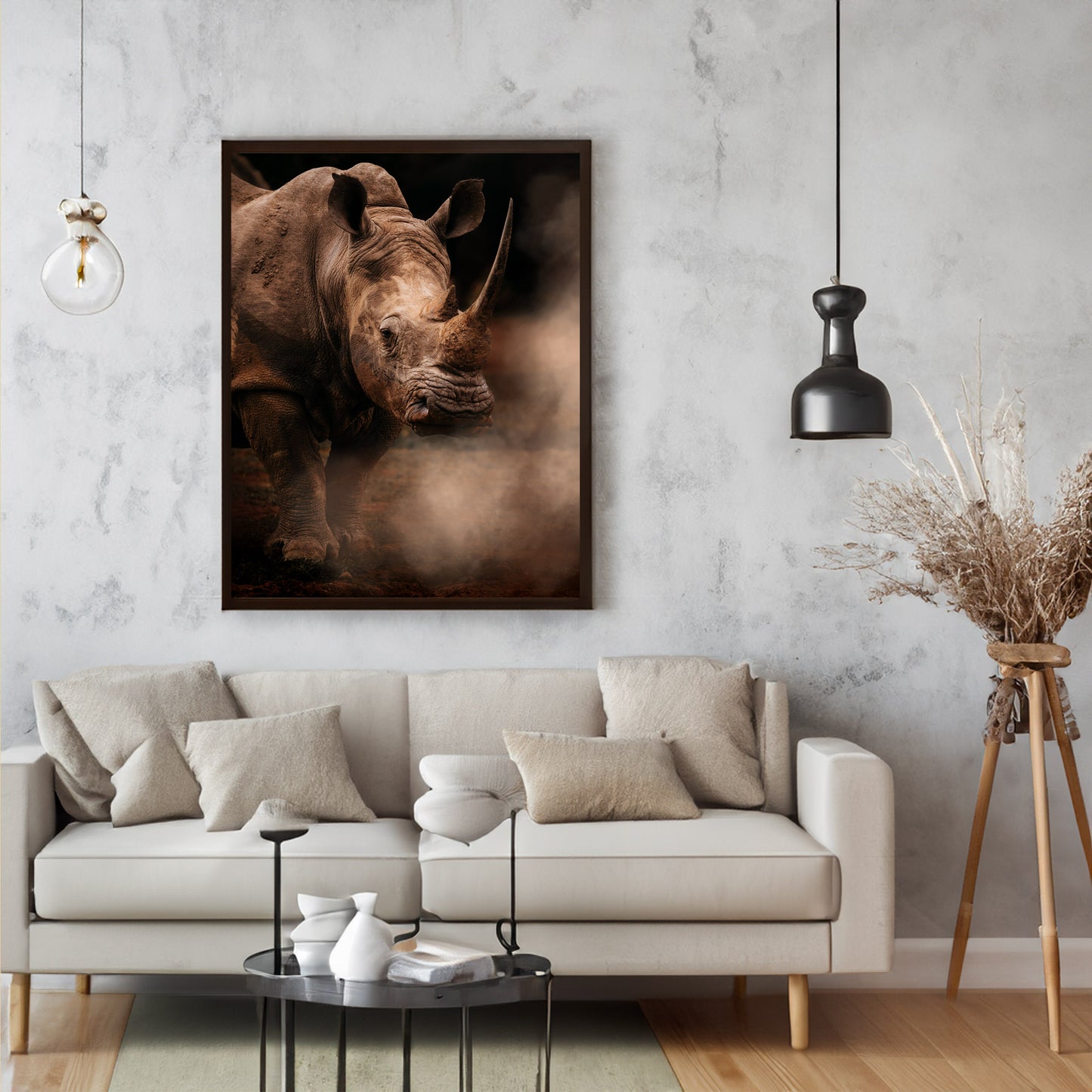 In the steps of the Rhino - African Wildlife Photography Print