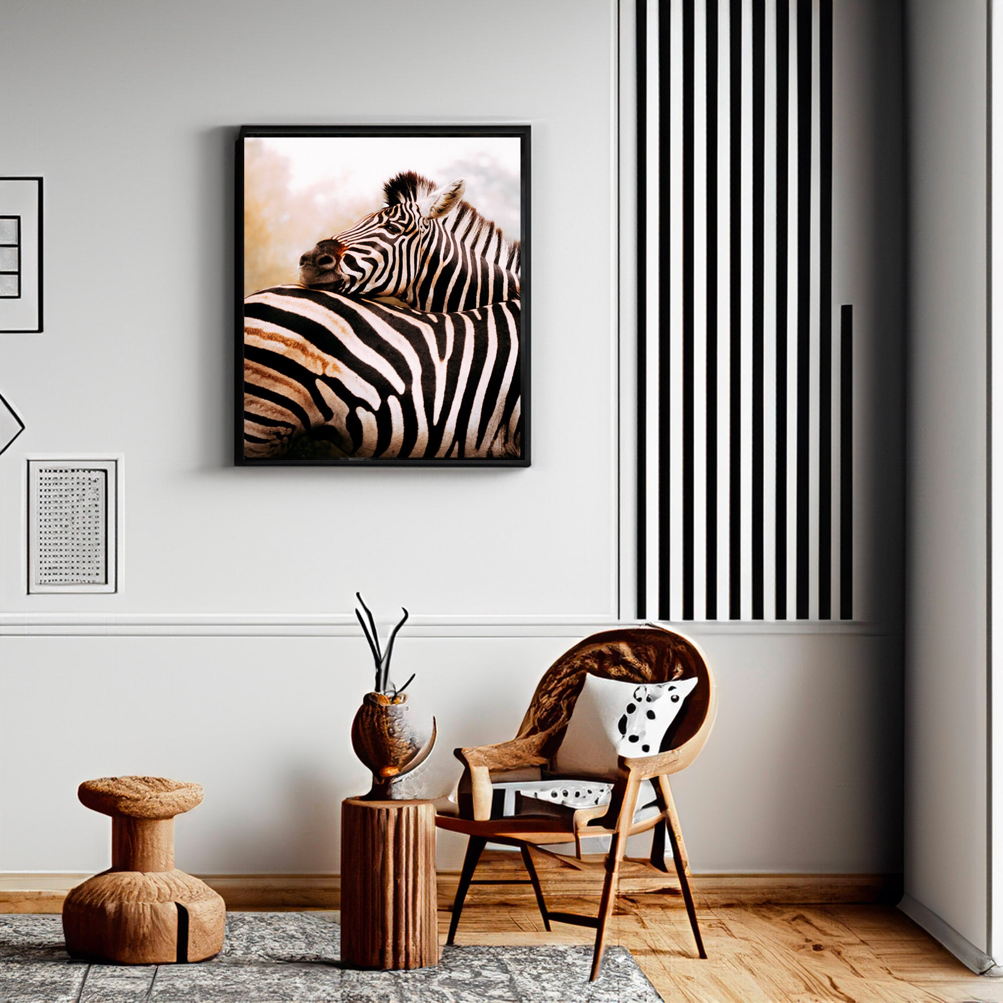 African Safari Wildlife Park Zebra on sale Home Decor Art Print on Real Wood (9.5